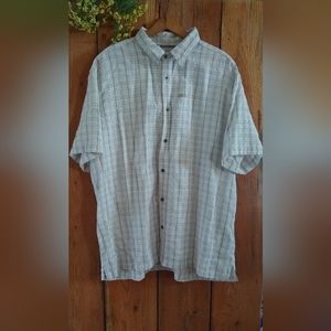 Columbia white button down short sleeve plaid lightweight modal size XL
